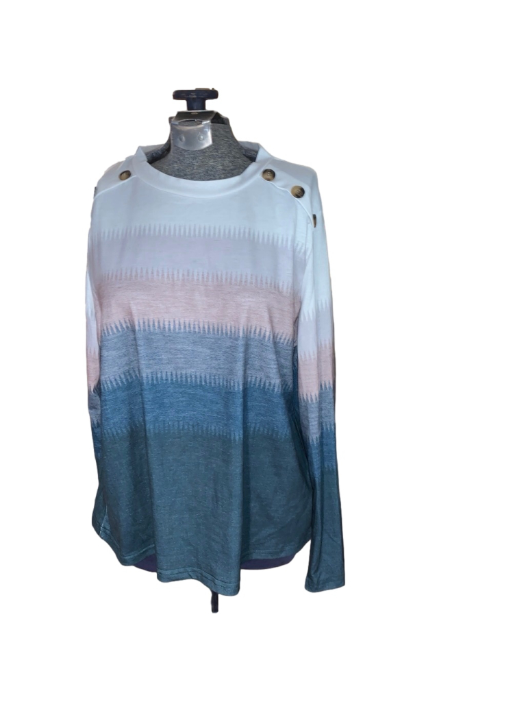 Women's Unbranded Long Sleeve Tee Xl Blue Pink Ombre